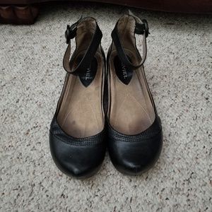 Biviel Anthroplogie black leather ankle strap